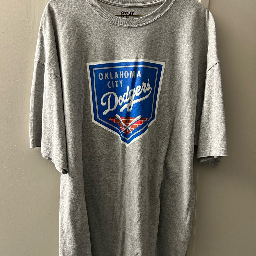 Okc Dodgers Gear For Sports Gray and Blue Short Sleeve Tee